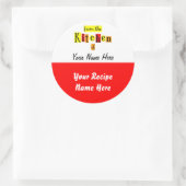 Uit de keuken van aangepaste rode gele baklabel ronde sticker (Tas)