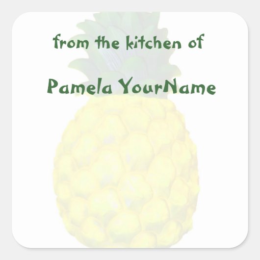 Uit de keuken van ananas vierkante sticker (Voorkant)