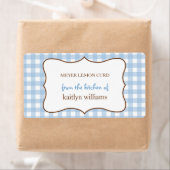 Uit de keuken van blauw gingham custom label (Insitu)