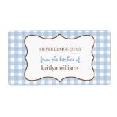 Uit de keuken van blauw gingham custom label (Voorkant)