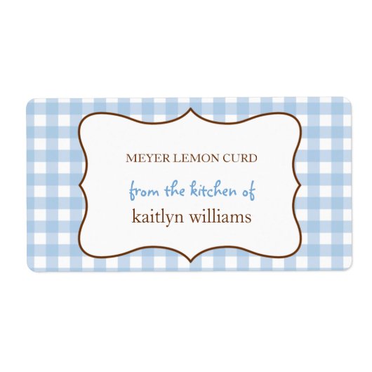 Uit de keuken van blauw gingham custom label (Voorkant)