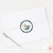Uit de keuken van Blauwgroen blauw kerstvoedsel Ronde Sticker (Envelop)