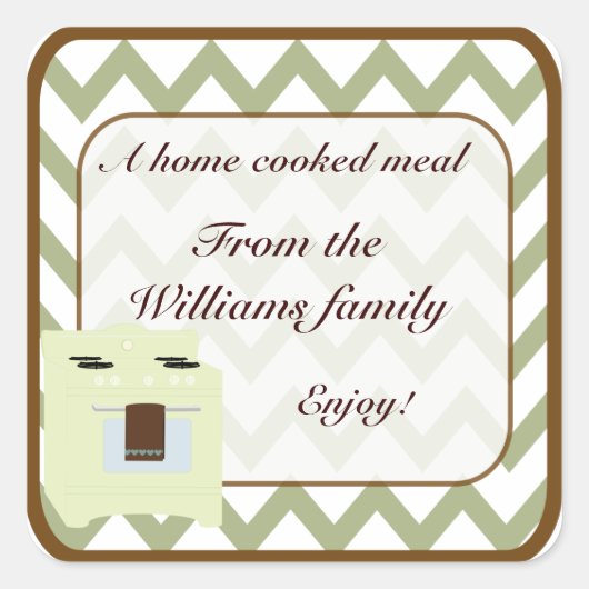 Uit de keuken van Chevron Klein Groen/Bruin Vierkante Sticker (Voorkant)