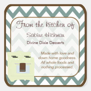 Uit de keuken van Chevron Small Blue/Brown Vierkante Sticker