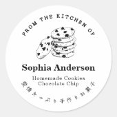 Uit de keuken van Chocolate Chip Cookie Minimal Ronde Sticker (Voorkant)