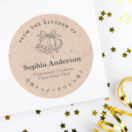 Uit de keuken van Christmas Bell Kraft Rustic Ronde Sticker