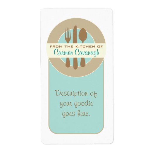 Uit de keuken van containerlabels (blauwgroen) etiket (Voorkant)