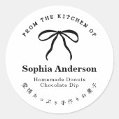 Uit de keuken van Coquette Bow Ribbon Minimalist Ronde Sticker (Voorkant)