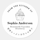 Uit de keuken van Cupcake eenvoudige minimalist Ronde Sticker (Voorkant)