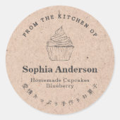 Uit de keuken van Cupcake Kraft Paper Rustic Ronde Sticker (Voorkant)