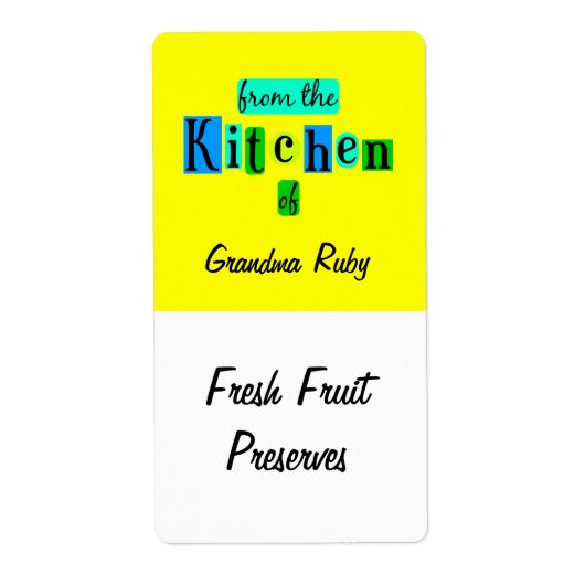 Uit de keuken van Custom Blue Green Recept Label (Voorkant)