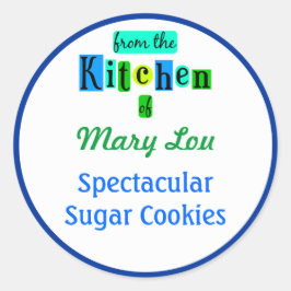 Uit de keuken van de blauwe groenbakkers ronde sticker