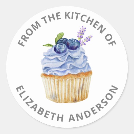 Uit de keuken van de cupcake-gebak-kookbakkerij Cl Ronde Sticker (Voorkant)