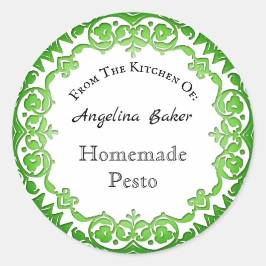 Uit de keuken van de  groene medaille ronde sticker (Voorkant)