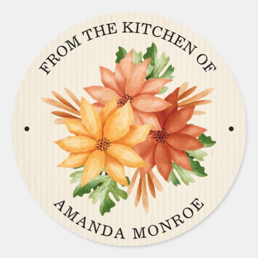 Uit de keuken van de Herfst bloemen Ronde Sticker (Voorkant)