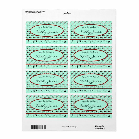 Uit de keuken van de Sjabloon van het etiket (Full Sheet)