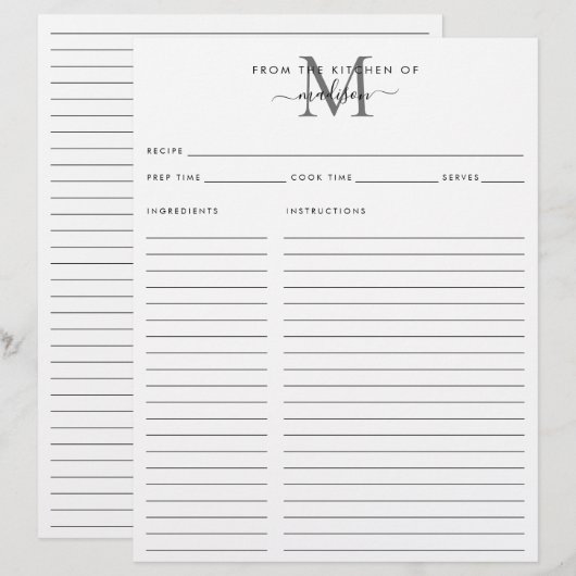 Uit de keuken van de zilvergrijze monogram (Voorkant / Achterkant)