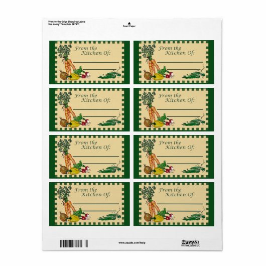 Uit de keuken van: Etiket ontvangen (Full Sheet)