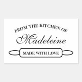 Uit de keuken van, gemaakt met liefde elegant rechthoekige sticker (Voorkant)