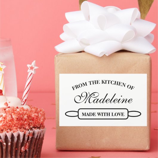 Uit de keuken van, gemaakt met liefde elegant rechthoekige sticker (Feest)