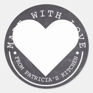 Uit de keuken van - gemaakt met liefdeskarton ronde sticker