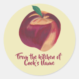 Uit de keuken van gepersonaliseerde perzik deksel ronde sticker