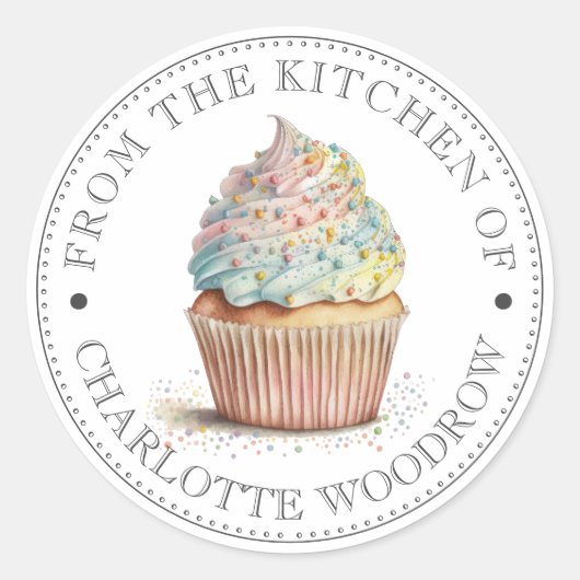 Uit de keuken van geschilderde cupcake ronde sticker (Voorkant)