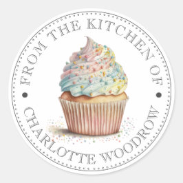 Uit de keuken van geschilderde cupcake ronde sticker