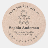 Uit de keuken van Gingerbread Cookie Kraft Paper Ronde Sticker (Voorkant)