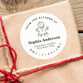 Uit de keuken van Gingerbread Cookie Minimalist Ronde Sticker