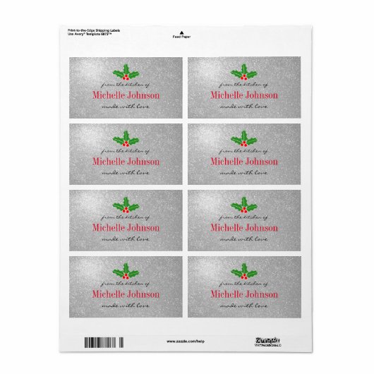Uit de keuken van glitterige kerstgerechten labels (Full Sheet)