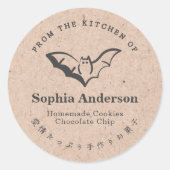 Uit de keuken van Halloween Bat Kraft Rustic Ronde Sticker (Voorkant)