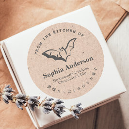 Uit de keuken van Halloween Bat Kraft Rustic Ronde Sticker