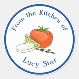 Uit de keuken van hartige voedingscadeaus ronde sticker