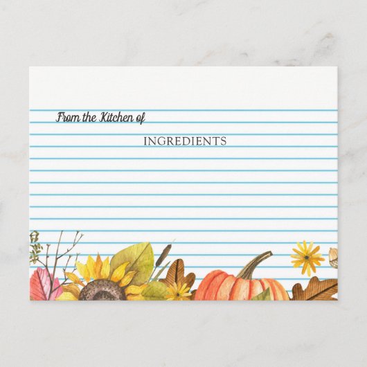 Uit de keuken van Herfst Vrijgezellenfeest Recept  Briefkaart (Voorkant)