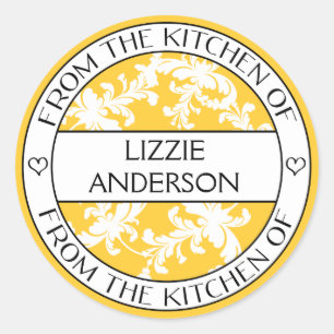 Uit de keuken van het etiket   Gele witte Damask