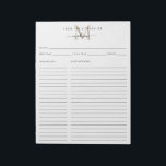 Uit de keuken van het goudmonogram notitieblok<br><div class="desc">Modern elegant stijlvol,  aangepast uit de keuken van de gouden monogram met de naam Recipsheet Notitieblok</div>