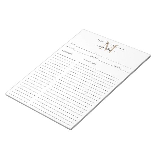 Uit de keuken van het goudmonogram notitieblok (Schuin)