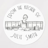 "Uit de keuken van"  kookboek tekening Labels (Design 2)