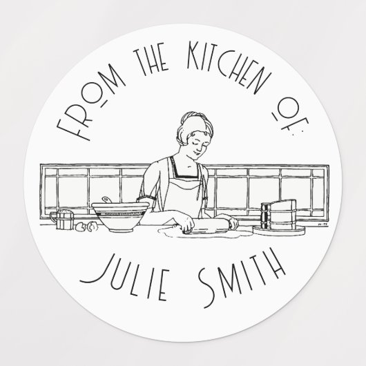 "Uit de keuken van"  kookboek tekening Labels (Design 1)