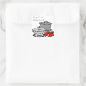 Uit de keuken van kookpot & zeef vierkante sticker (Tas)