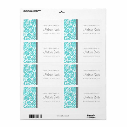 Uit de keuken van Labels Aqua Damask (Full Sheet)