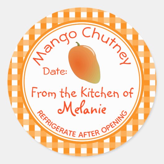 Uit de keuken van Mango Chutney zelfgemaakte inbli Ronde Sticker (Voorkant)