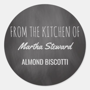 Uit de keuken van naam  krijtbord ronde sticker