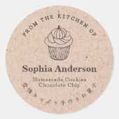 Uit de keuken van Pumpkin Cupcake Kraft Rustic Ronde Sticker (Voorkant)