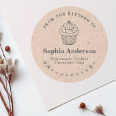 Uit de keuken van Pumpkin Cupcake Kraft Rustic Ronde Sticker