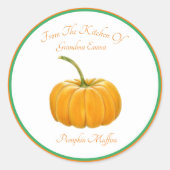 "Uit de keuken van..." Pumpkin-gekleurd potlood Ronde Sticker (Voorkant)