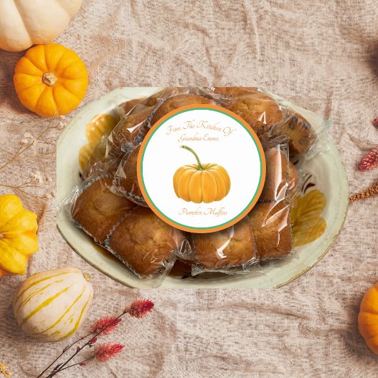 "Uit de keuken van..." Pumpkin-gekleurd potlood Ronde Sticker