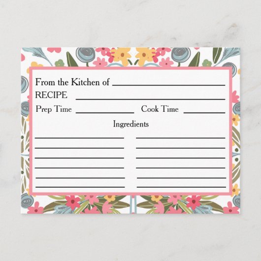 Uit de keuken van Recept Kaarten Blauw Roze Bloeme (Voorkant)