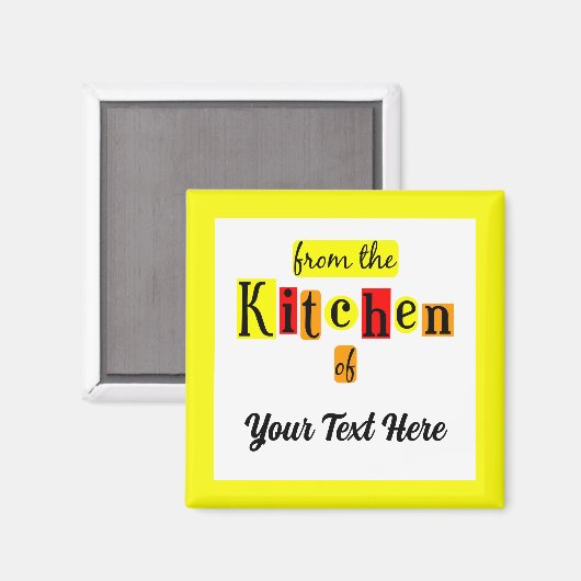 Uit de keuken van Retro aangepaste gele rand Magneet (Voorkant / Achterkant)
